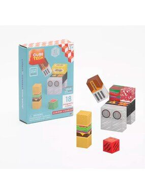 Cube Tech Magnetic STEM Toy Set - Summer Cookout Theme - 18 Pieces For Ages 3+